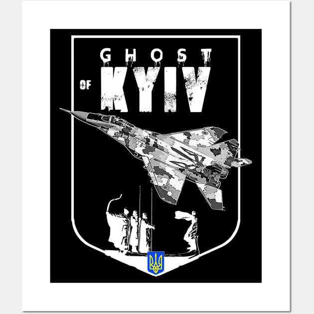 Ghost Of Kyiv Ukrainian MIG-29 Fighterjet Wall Art by aeroloversclothing